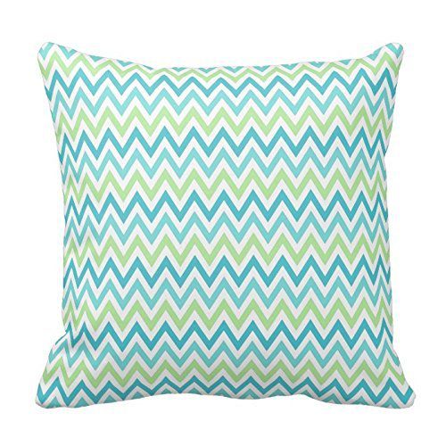 Aqua, blue and lime green chevron zigzag pattern throw Pillowcases Standard Size 18 x 18
