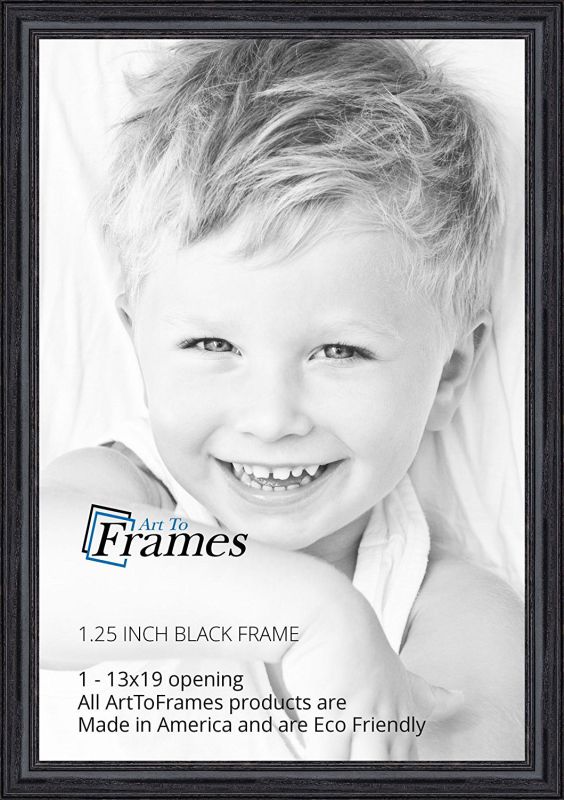 ArtToFrames 13x19 inch Black Stain on Solid Red Oak Wood Picture Frame, WOM0066-59504-YBLK-13x19