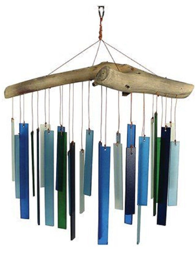 Blue Handworks Beach Glass and Driftwood Wind Chime