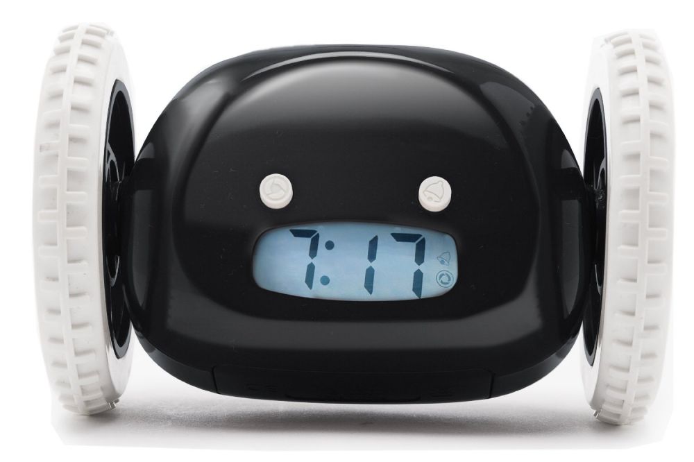 Clocky Alarm Clock on Wheels, Black
