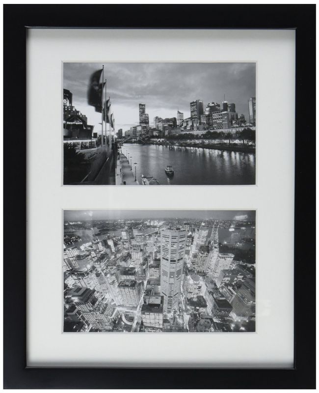 Golden State Art, 8x10 Black Photo Wood Collage Frame with REAL GLASS and White Mat displays (2) 4x6 pictures