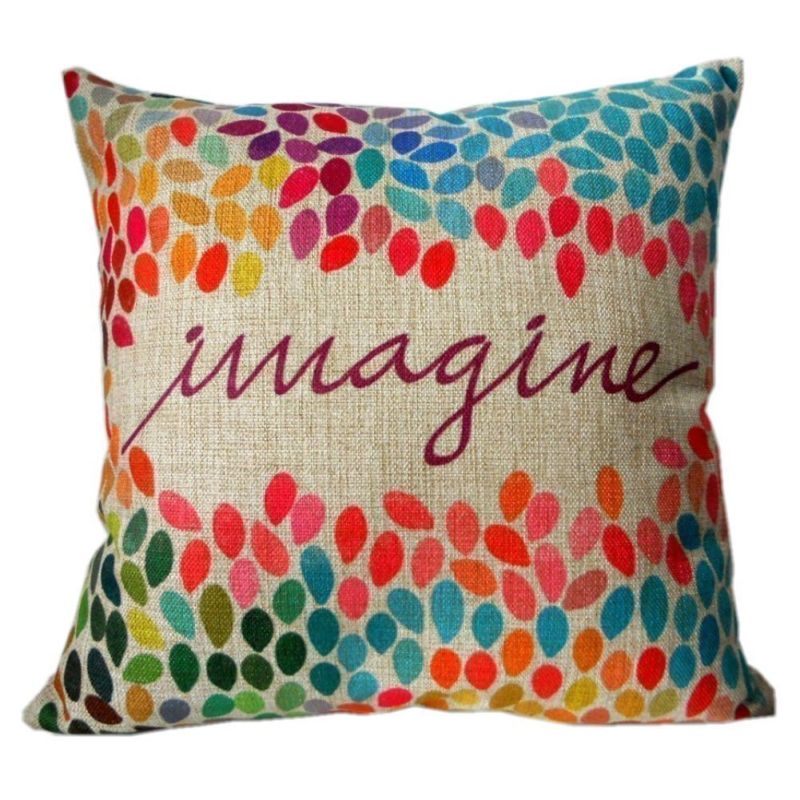 HOSL Cotton Linen Square Decor Throw Pillow Case Cushion Cover Colorful Imagine 18"