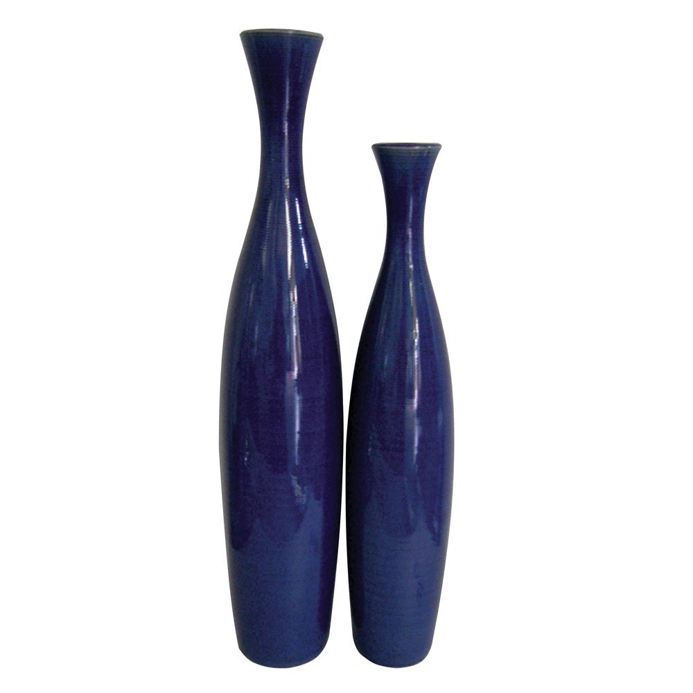 Howard Elliott 34053 Glazed Ceramic Vase Set, Cobalt Blue, 2-Piece