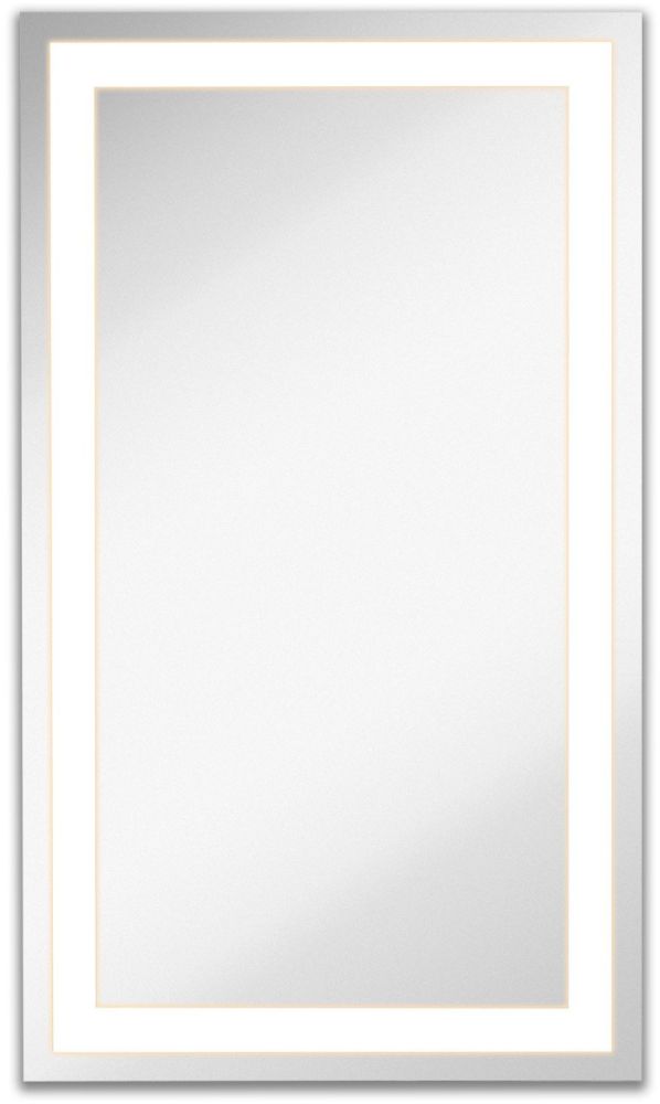 Lighted LED Frameless Backlit Wall Mirror | Polished Edge Silver Backed Illuminated Frosted Rectangle Mirrored Plate | Commercial Grade Vanity or Bathroom Hanging Rectangle Vertical Mirror (21" x 36")