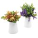 MyGift Ribbed White Ceramic Flower Vases / Tabletop Plant Containers, Set of 2