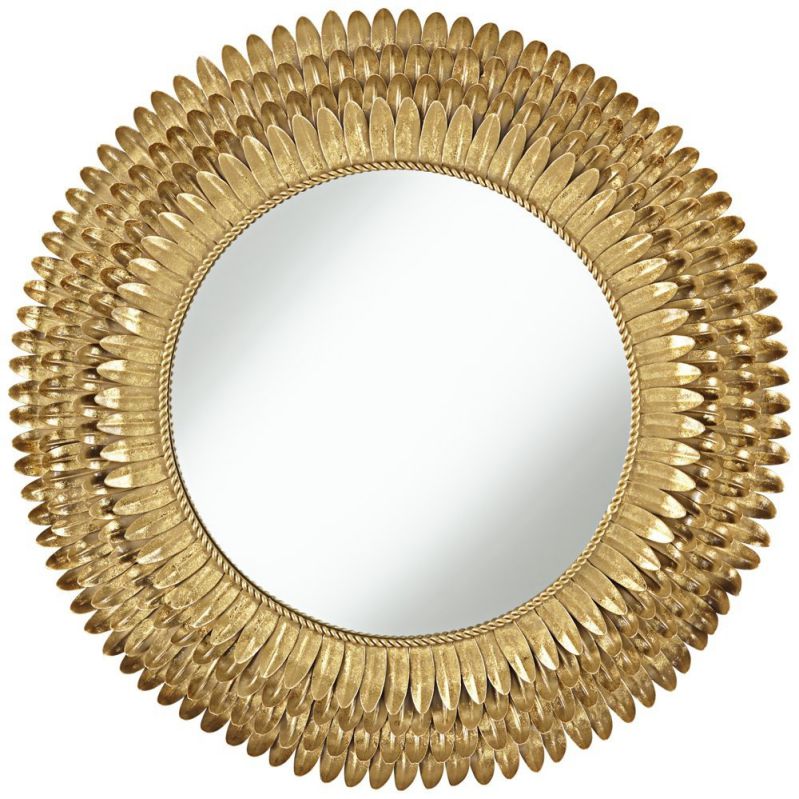 Rienzi Gold Metal Leaves 28" Round Wall Mirror