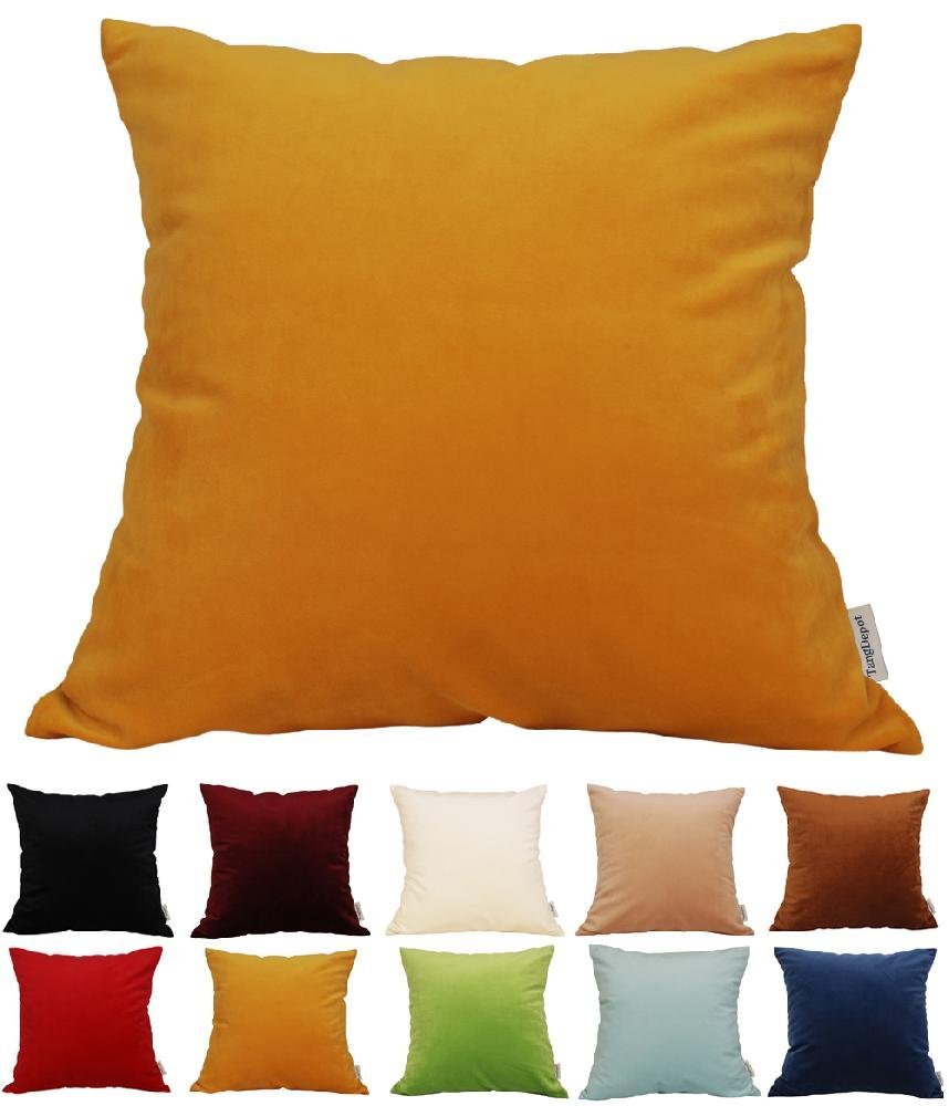 TangDepot® Solid Velvet Throw Pillow Cover/Euro Sham/Cushion Sham, Super Luxury Soft Pillow Cases, Many Color & Size options - (18"x18", Golden Yellow)