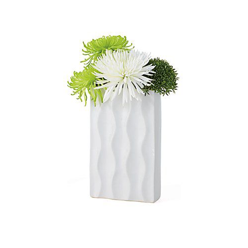 Torre & Tagus 901470 Ripple Ceramic Rectangle Vase, Short, White