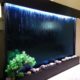 Wall Waterfall XXL 52"x35" Water Fountain, Blue Glass/ Black Frame Color Changing Lights, Remote Ctrl By Jersey Home Decor