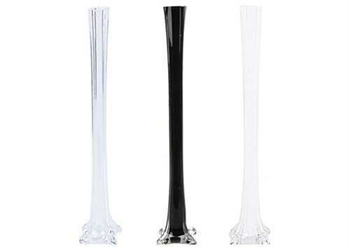 20" Glass Eiffel Tower Vases - 12 Pack - Clear