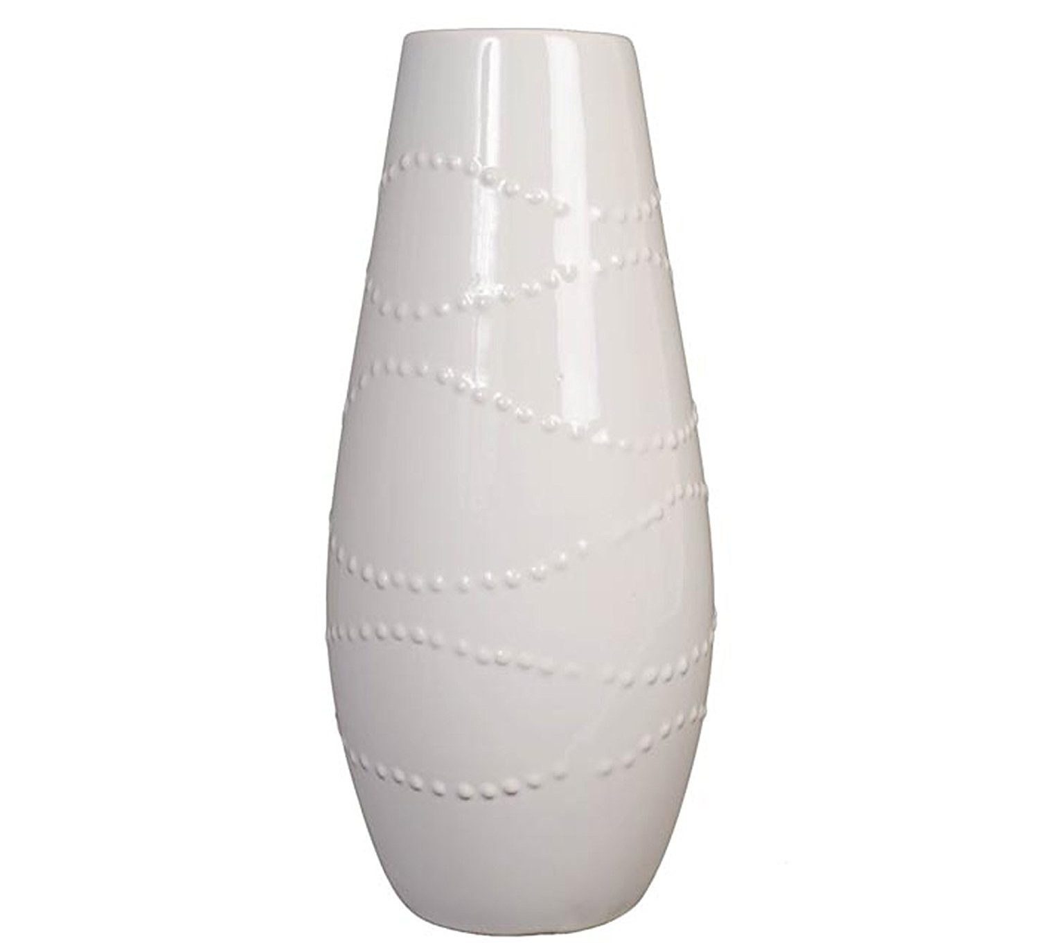 Hosley Large 12" Tall White Ceramic Vase
